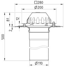 Line Drawing - Drain for gravity-single ply membrane