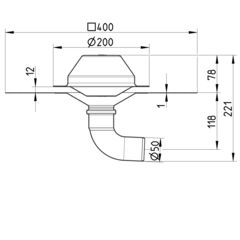 Line drawing of a drain from the series Drain for siphonic-bitumen.
