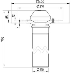 Line drawing of a drain from the series Drain for siphonic-bitumen.