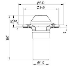 Line drawing of a drain from the series Drain for siphonic-channels.
