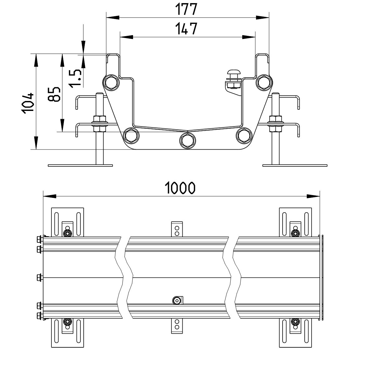 Line drawing of a channel from the series Channel-No membrane.