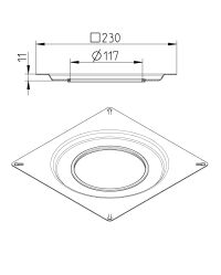 Line drawing of a flange from the series Drain-No membrane-147.